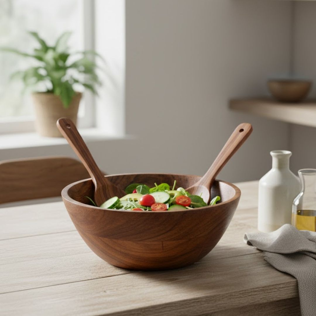 Exquisite Acacia Wood Salad Bowl for Elegant Dining